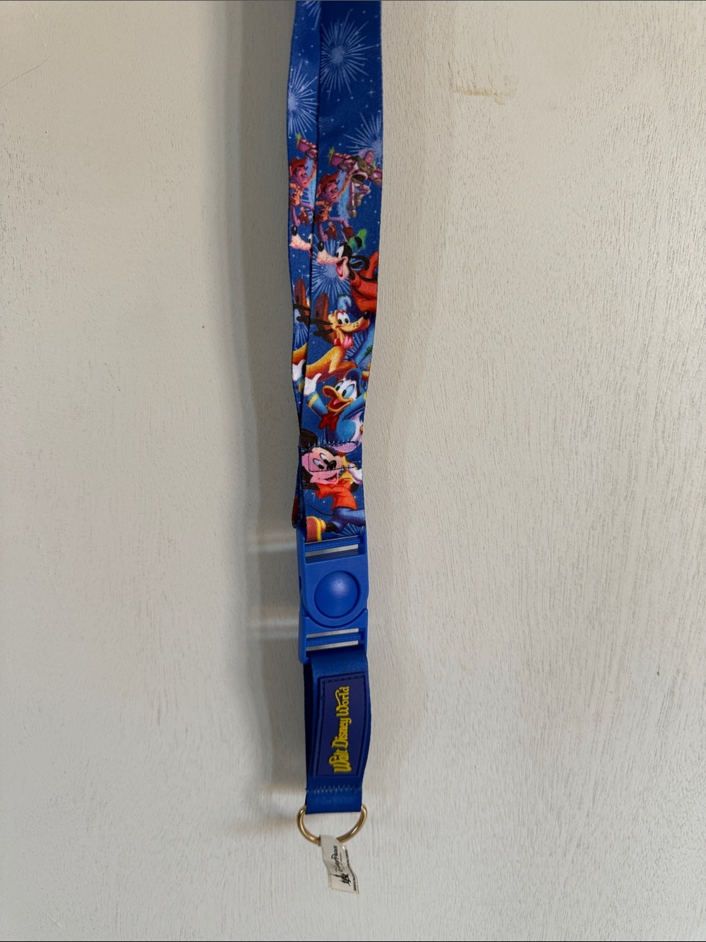Disney Blue Character Lanyard with Fireworks Print